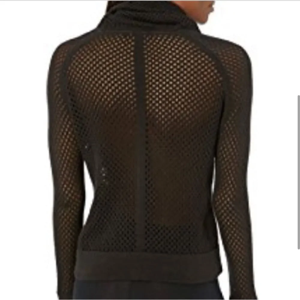 Prana Translucent Cowl Neck Sweater Open Knit Black NEW
